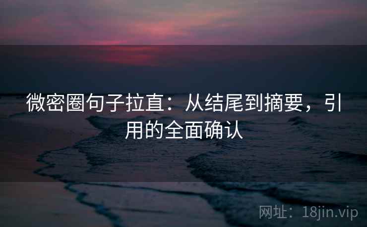 微密圈句子拉直:从结尾到摘要,引用的全面确认 微密圈句子拉直:从结尾到摘要,引用的全面确认